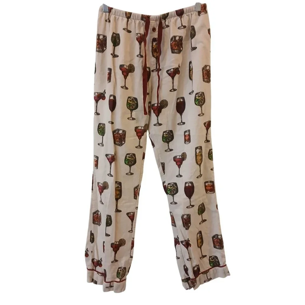 PJ Salvage Cocktail Pajama Set XS Cozy Flannel Sleepwear Pants Long Sleeve #O-11 - Picture 6 of 9